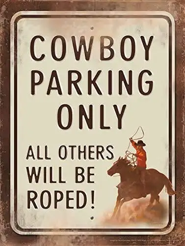 

Cowboy Parking Only Vintage Retro Aluminum Plaque Wall Signs Decor for Home Man Cave Pub Club Bar, 12 x 18 Inches