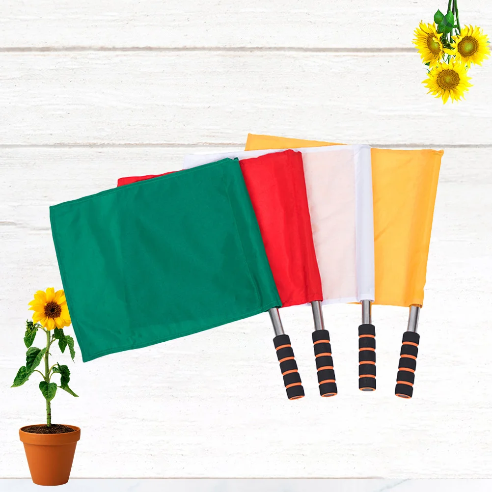 

4pcs best friend gifts hand flags, sponge handle patrol performance linesman official flag for soccer volleyball football track