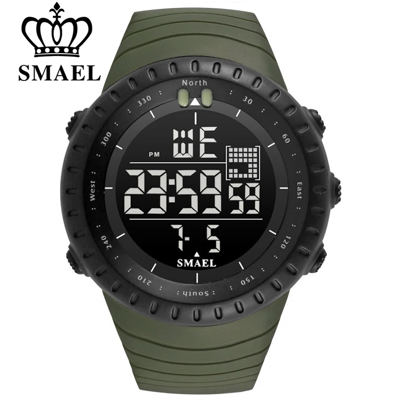 

SMAEL Men Outdoor Sports Electronic chronograph 2023 New Men's Watch Big Dial Digital 50M waterproof Digital LED WristWatches