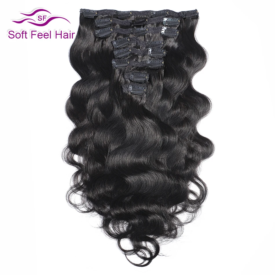 

Clip In Hair Extensions Human Hair Brazilian Body Wave Clip In 8 Pcs/Set Natural Black Color Clip Ins Remy Hair 10-26 Inch 140G