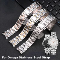 solid stainless steel watchband 20mm for omega deville watch strap deployment clasp curved end wrist watches bracelet