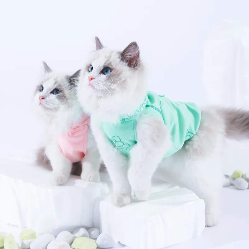 

1 Pcs New Cat Vest Anti - Loss Cotton Rayon Breathable Fashion Lovely Print Sleeveless Clothing Household Pet Supplies SSJ565