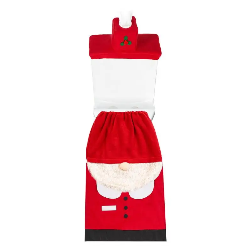 

Christmas Toilet Seat Cover Set Toilet Seat Lid Ornament with Tank Cover and Floormat Christmas Accessories Celebration Supplies