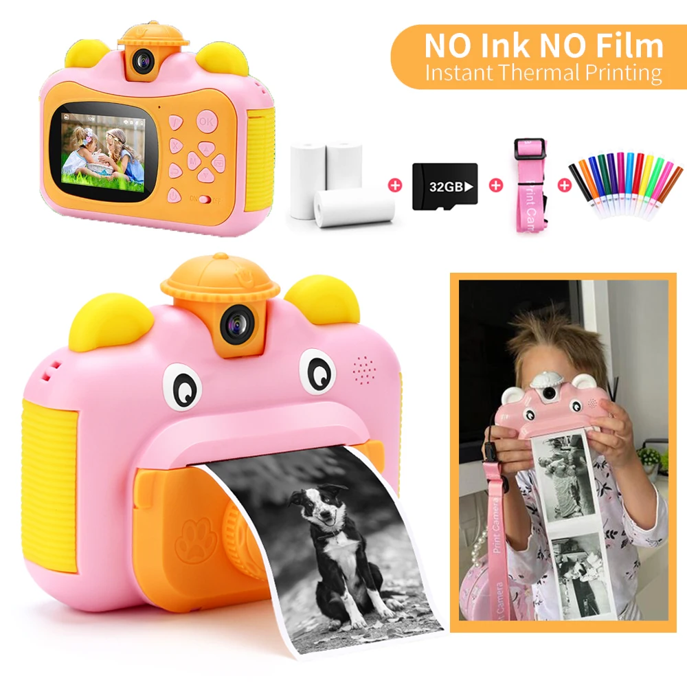 

Kids HD Mini Print Digital Camera Instant Print Cartoon Polaroid Children's Toys