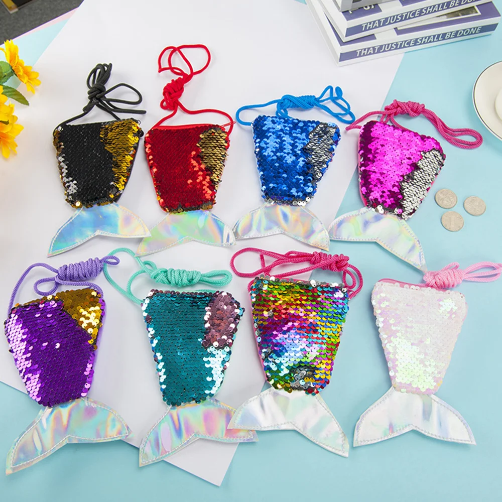 

HUISHI Girl Crossbody Bag Women Mermaid Tail Sequins Paillette Coin Purse For Childs Bag Handbag Money Card Holder Wallet Party