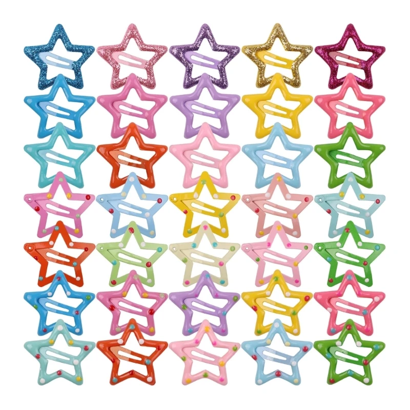 

N80C 35PCS Girls Hair Clip Five-point Star Hairpins Hair Accessories Candy Color Hair Barrettes Set for Toddler Child Hairpin