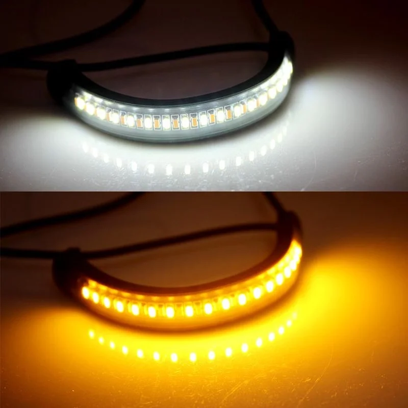 

Flexible 36 LED Motorcycle Light Bar Strip Tail Turn Signal Tail Rear Brake Stop Bulb Lamp Brake Light 12V 3014 SMD Dual Color