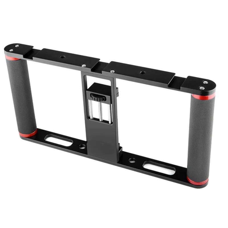 

NEW-Smartphone Video Rig Cage Mount Holder Handle Grip For Mobile Phone Filmmaking Videomaker