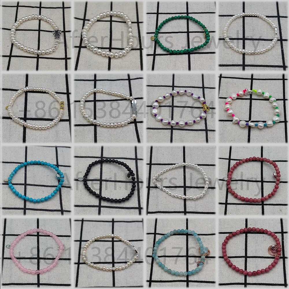 

2022 New Style Popular 925 Silver Quartz Dyed Magnesite Icon Color Pearl Bear Bracelet DIY Jewelry Light Luxury Free Delivery