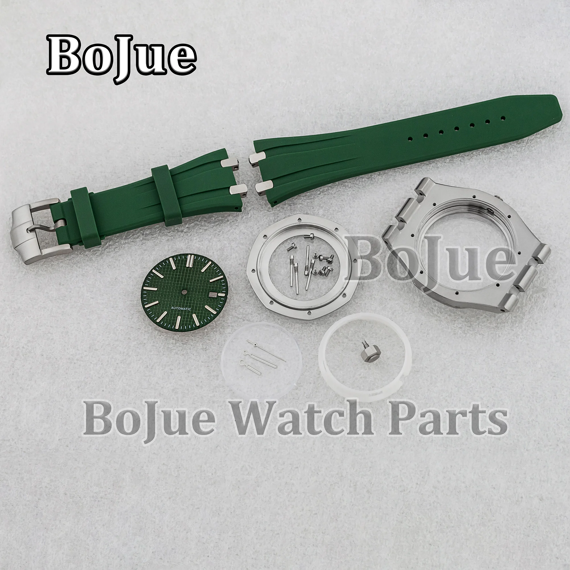 Браслет с автоматическим механизмом NH35 зеленый резиновый ремешок для часов 41 мм