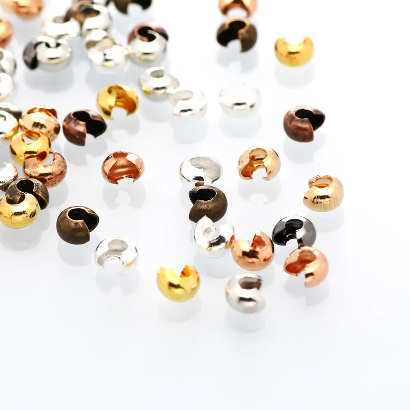 Оптовая продажа медные Круглые Обжимные концевые бусины 100 шт./лот 3-5 мм