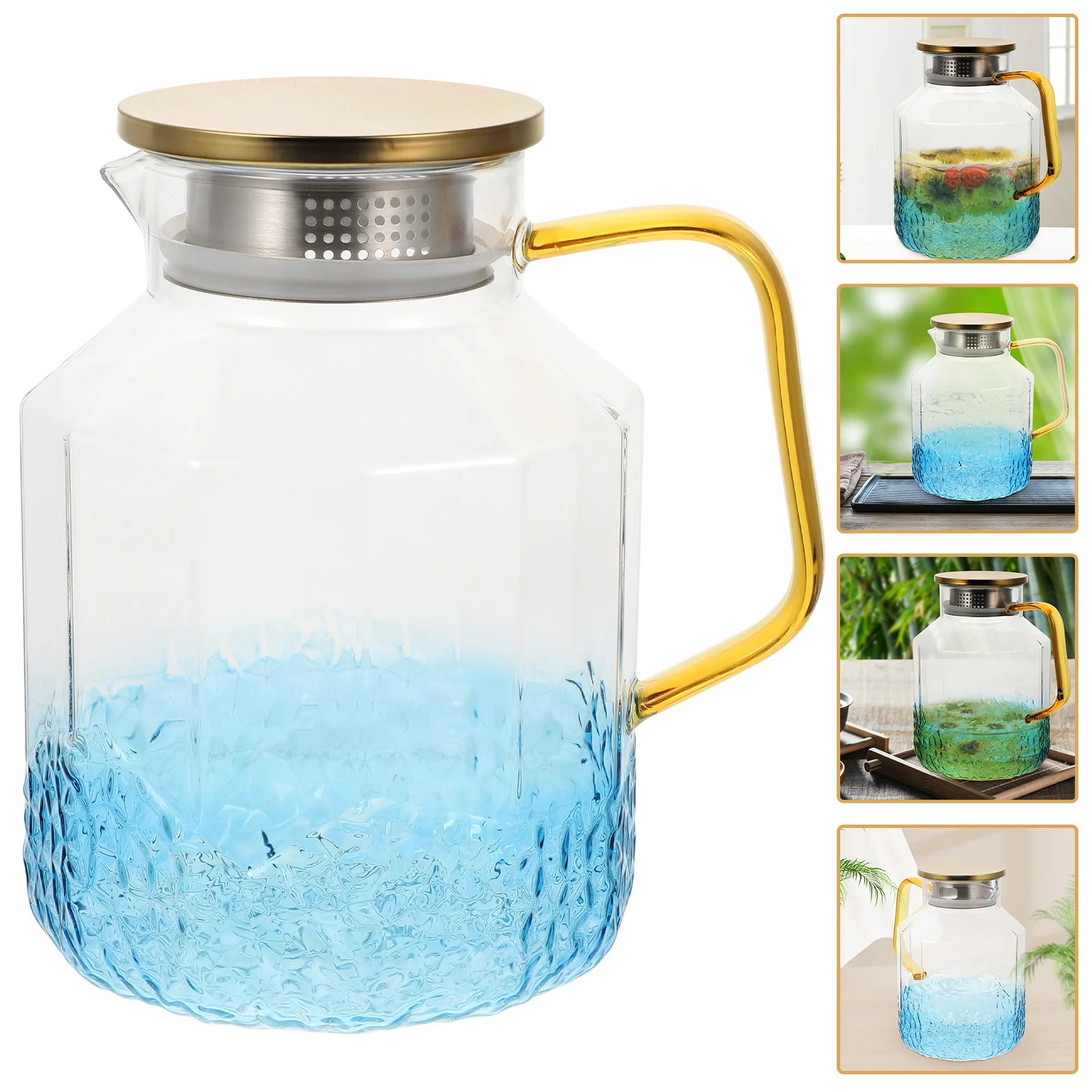 

Glass Water Pitcher Living Room Water Kettle Water Pot Glass Pitcher Water Pitcher with Cover(1800ml)