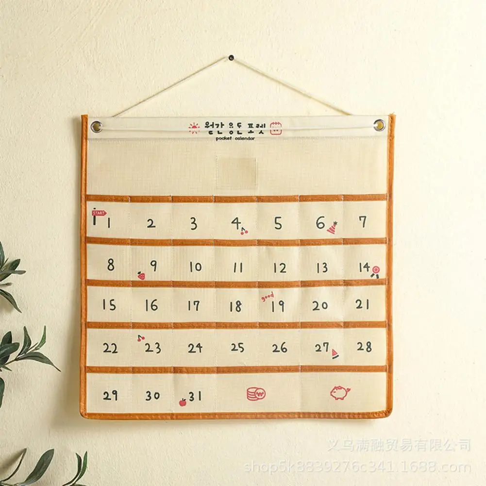 

Calender Organizer Pouch Convenient Foldable Hanging String Household Supply Calender Hanging Bag Calender Storage Pouch