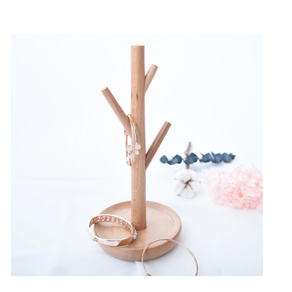 2022 New Soild Wooden Jewellery Display Stand - Jewelry Tree Rack for Bracelet Watch Bangle Hair Hoop Holder Organizer