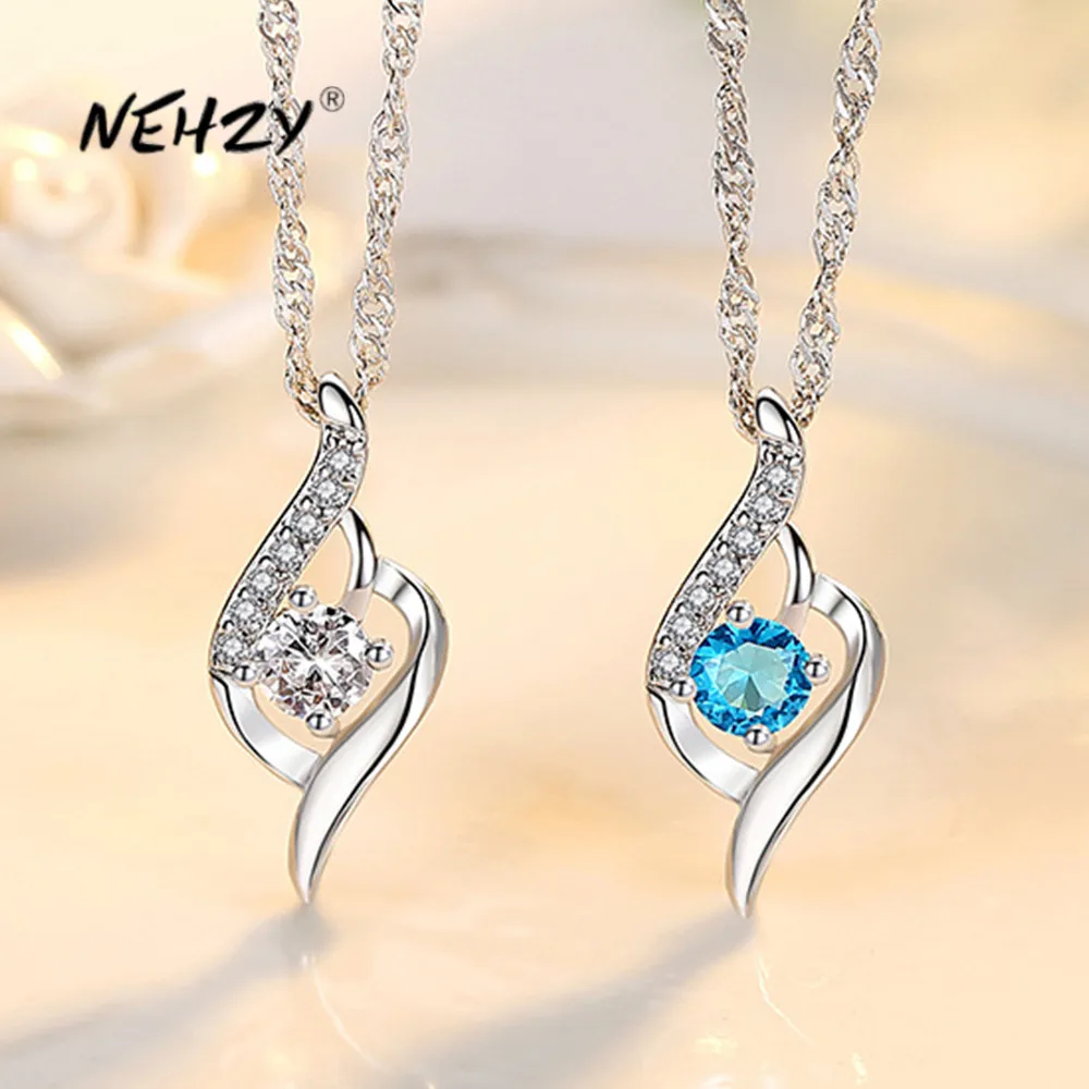 

NEHZY Silver Plating New Woman Fashion Jewelry High Quality Cubic Zirconia Heart Pendant Necklace Length 45CM