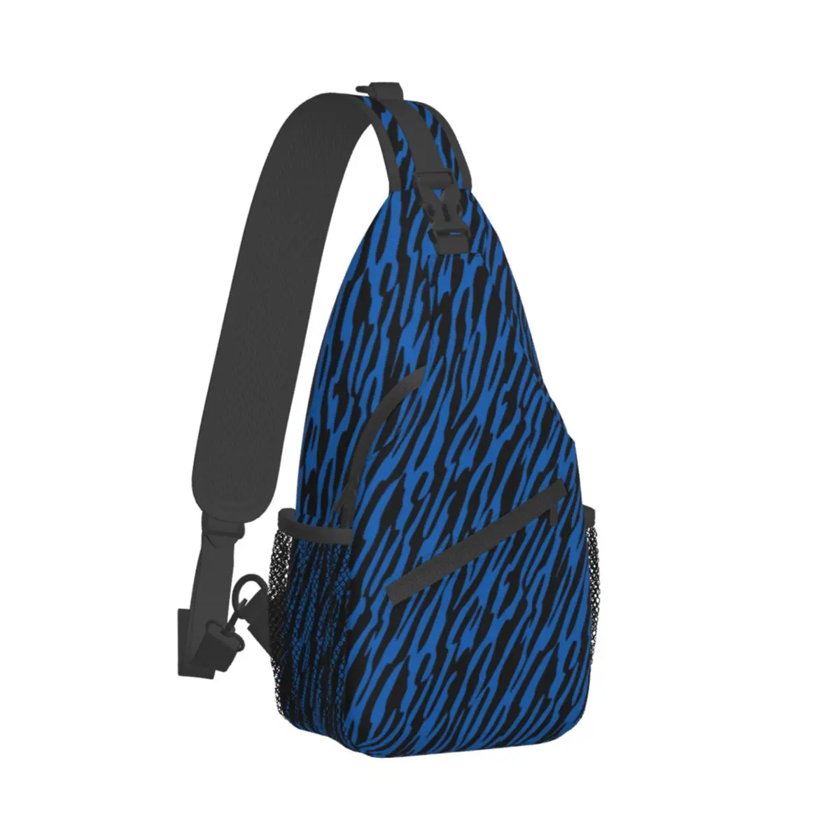 

Crazy Zebra Shoulder Bags Blue And Black Stripes Outdoor Style Chest Bag Men Motorcycle Graphic Sling Bag Cool Phone Small Bags