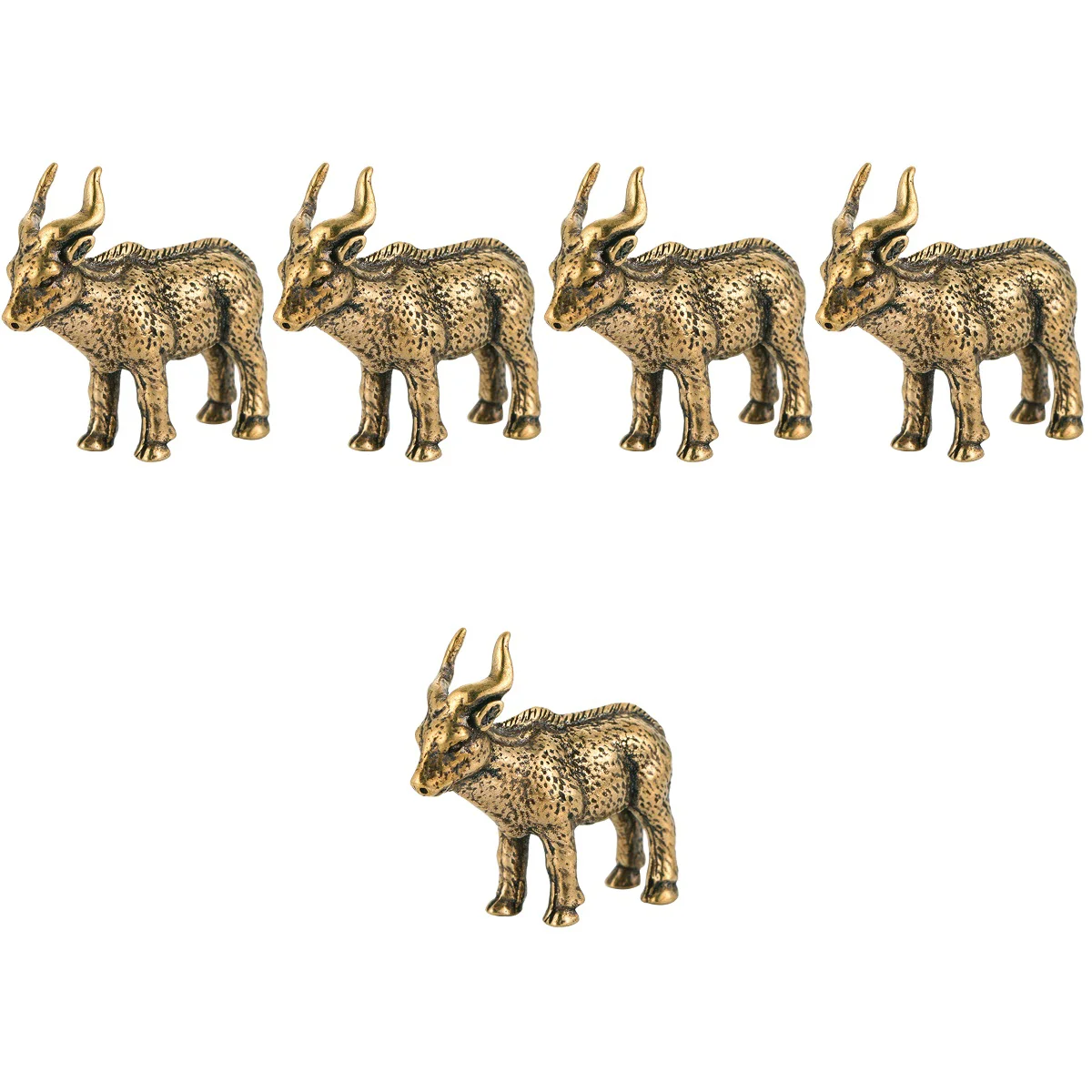 

5pcs Ornament Tibetan Antelope Sculpture Copper Miniature Ornament Desk Ornaments Gifts