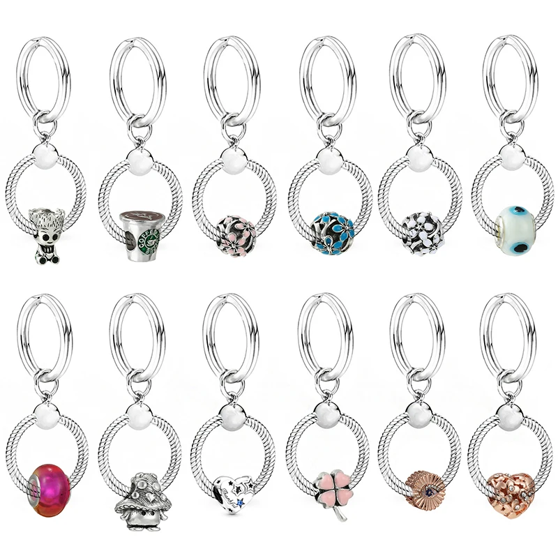 

Silver plate Pendant Key Ring Fit Brand Pendant Beads Jewelry Silver Plated Pendant Clothes Bag Car keychain Male,Lady Gift