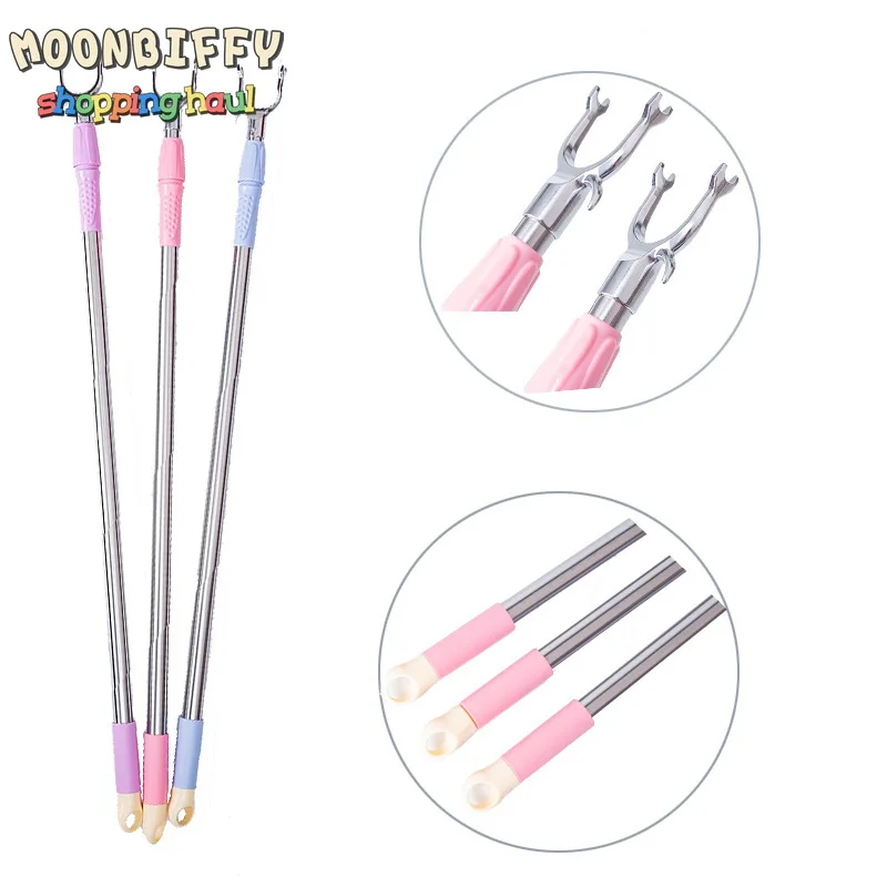 

Pole Clothes Closet Rod Reach Stick Hook Reaching Retractable Long Telescoping Garment Hanger Drying Dressing Sticks Reacher