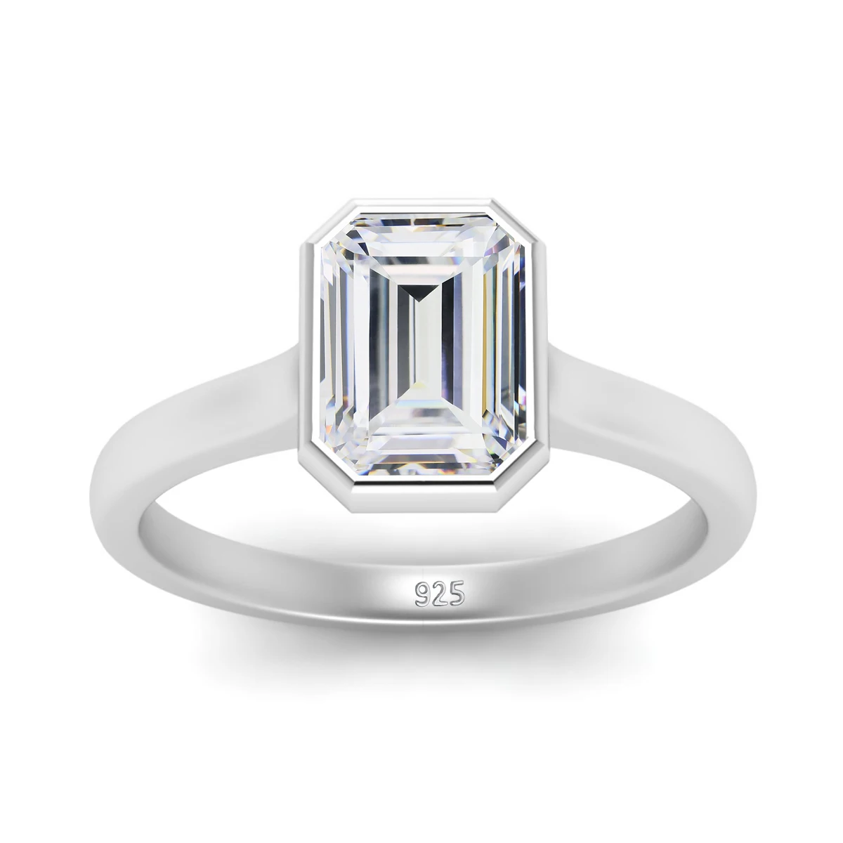 

Redwood 5*7mm 1ct Moissanite Ring Emerald Cut With Certificate 100% Pure Silver 925 Wedding Party Jewel Trend Luxury Wife Gift