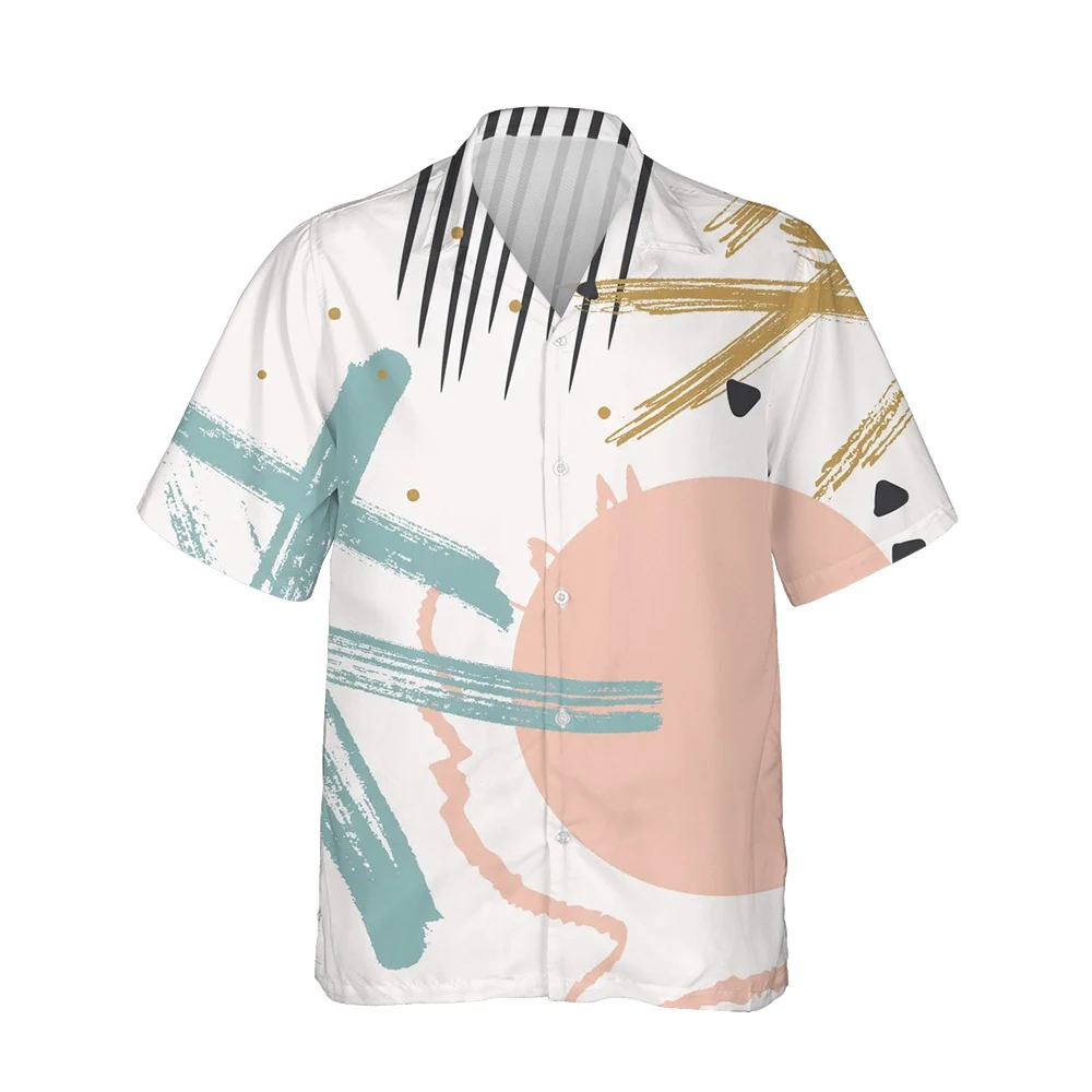 Jumeast 3d Abstract Irregular Hand-Painted Printed Hawaiian Shirt Men Short Sleeve Harajuku Street Shirts Casual Loose Tops 5XL