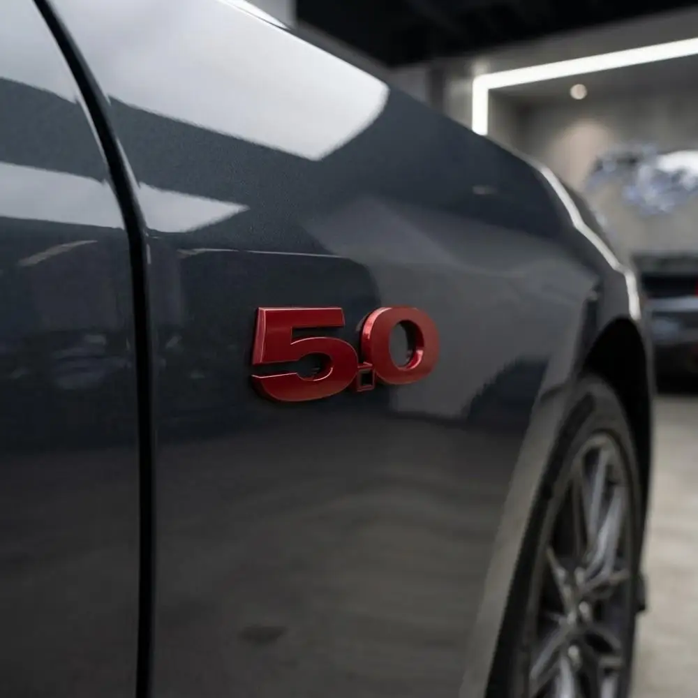 Фото Универсальная 3D металлическая эмблема 5.0 для Ford Mustang, декоративная наклейка на боковую часть автомобиля, боковое крыло, багажник, элементы кузова №2
