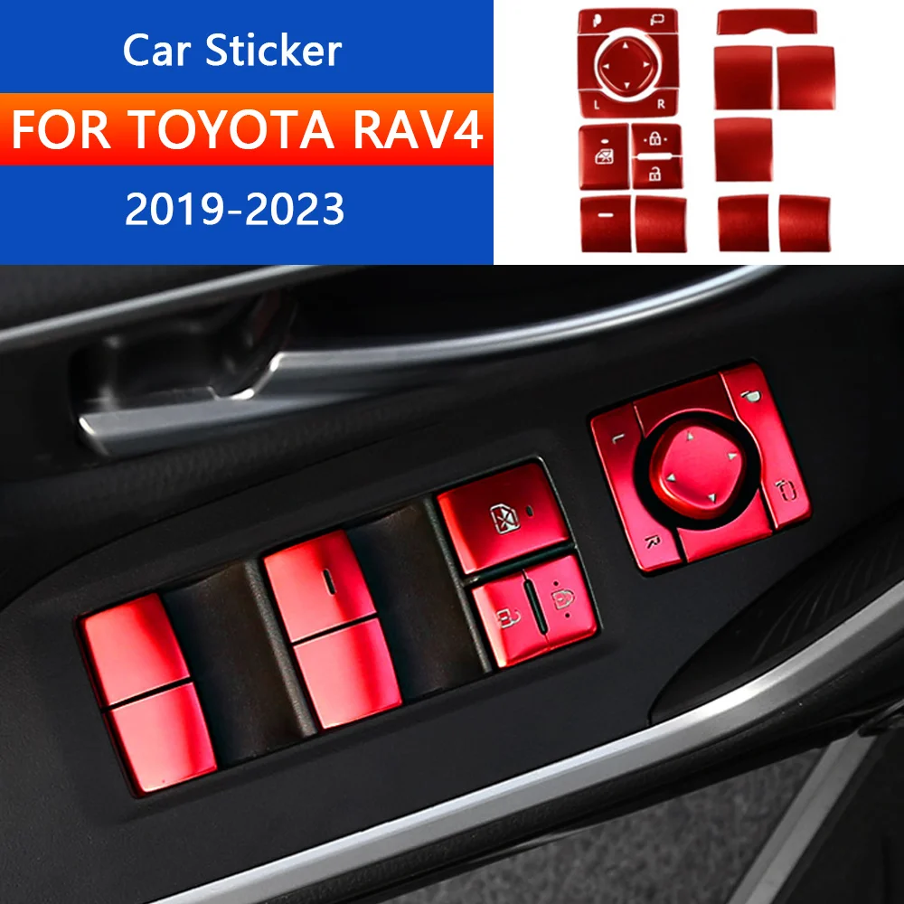 

Car Window Glass Lift Switch Panel Button Covers Stickers For Toyota RAV4 2019 2020 2021 2022 2023 RAV 4 XA50 Hybrid Accessories