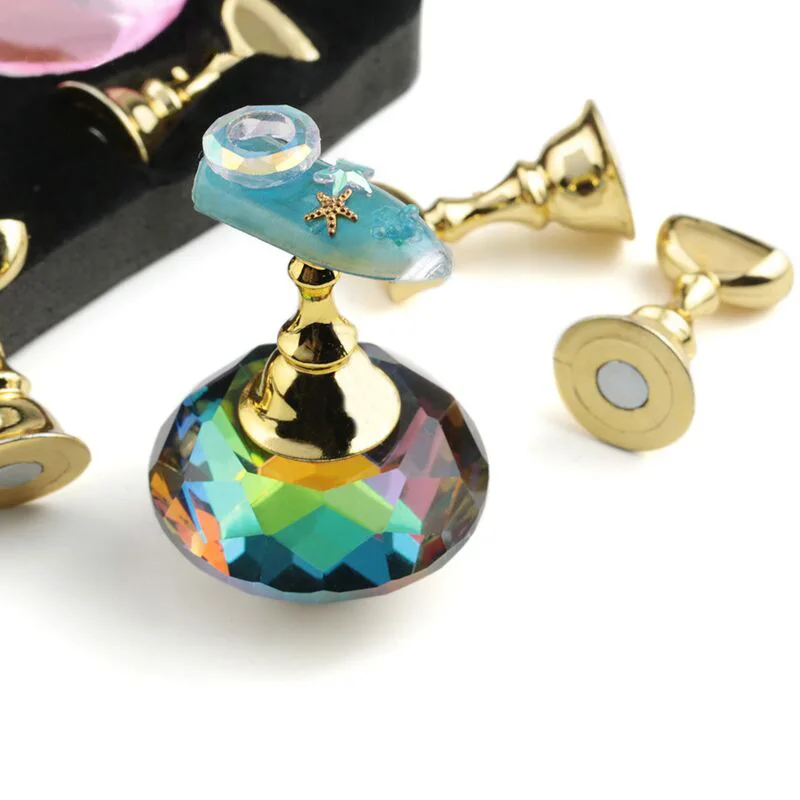 

New Arrival Nail Tips Crystal Training Support Magnetic Stand Holder Shiny Rhinestone Gel Nail Practice Support