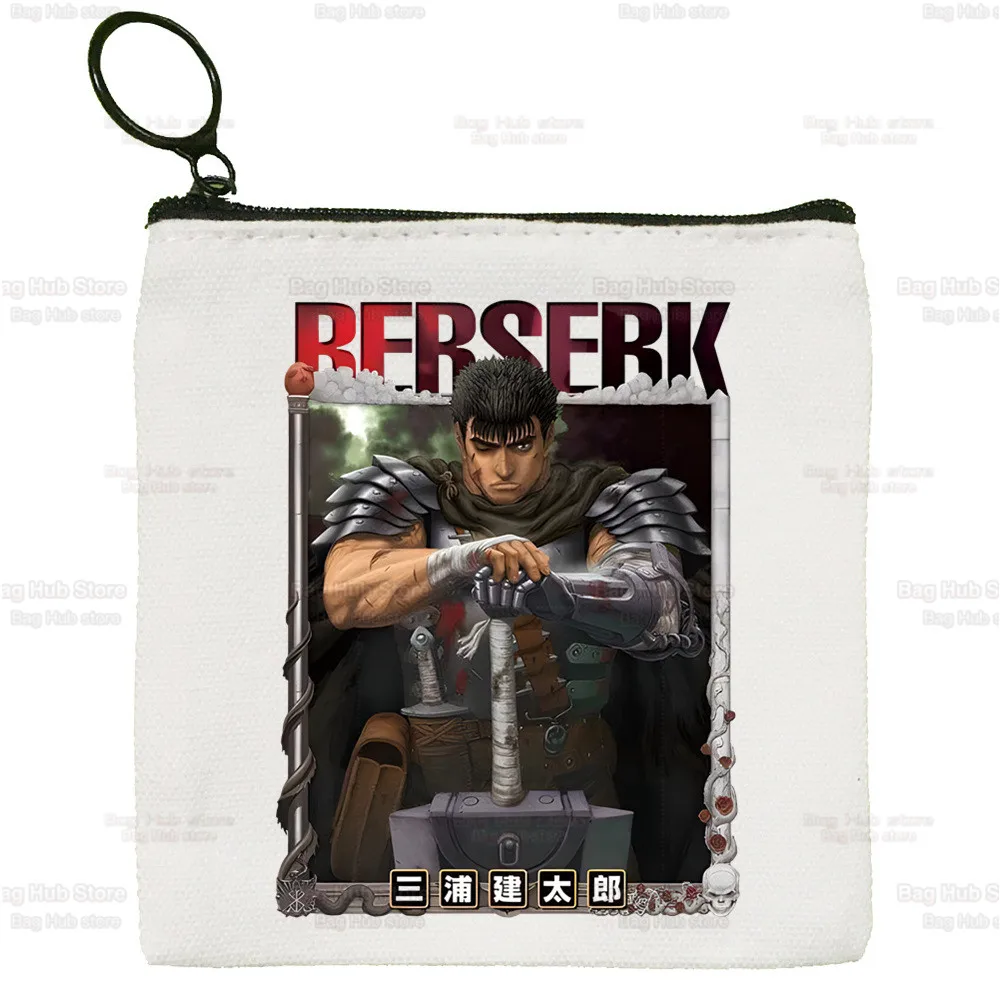 

Простой холщовый кошелек для мелочи Berserk в стиле аниме, милый мультяшный чехол для ключей, сумка грифффит, монета, билит, женская сумка для хр...