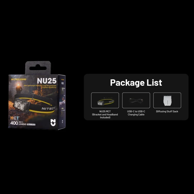 Оригинальный налобный фонарь NITECORE NU25 MCT 400 люмен, красныйбелыйвысокоцветный уличный водонепроницаемый фонарик (art.: 3920cd13f1990) - 3920cd13f1990
