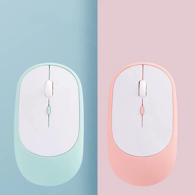 Mini Double Color Wireless Mouse Wireless Dual Mode Rechargeable Silent 2022 New Girly Color Mouse for Office Home Student