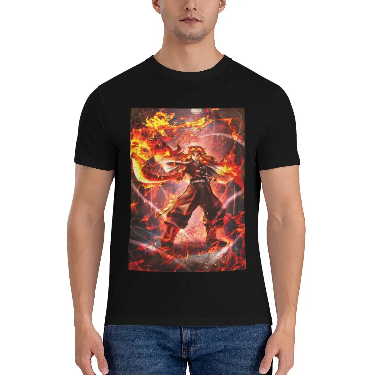 

Men Women's T Shirt Demon Slayer Trending T-Shirt Rengoku Kyojuro Anime Summer 100 Cotton Custom Y2K Tops Birthday Present