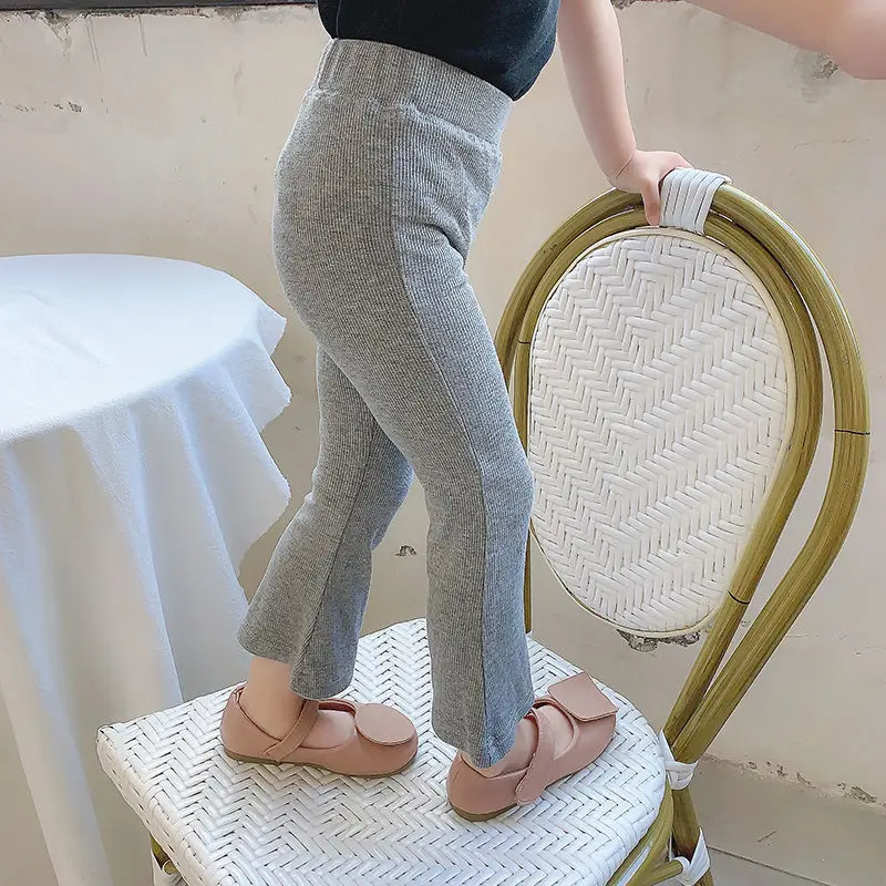 

Children's Pants Girls' Solid All-match Leggings Cotton Children's Pants Spring And Summer Girls Boot Cut Pants