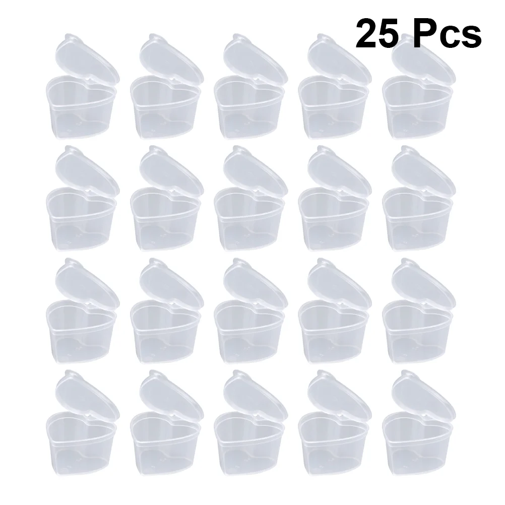 

25PCS Heart Shape Boxes Storage Box Transparent Box Storage Cases Organizer with Lid for Craft Project