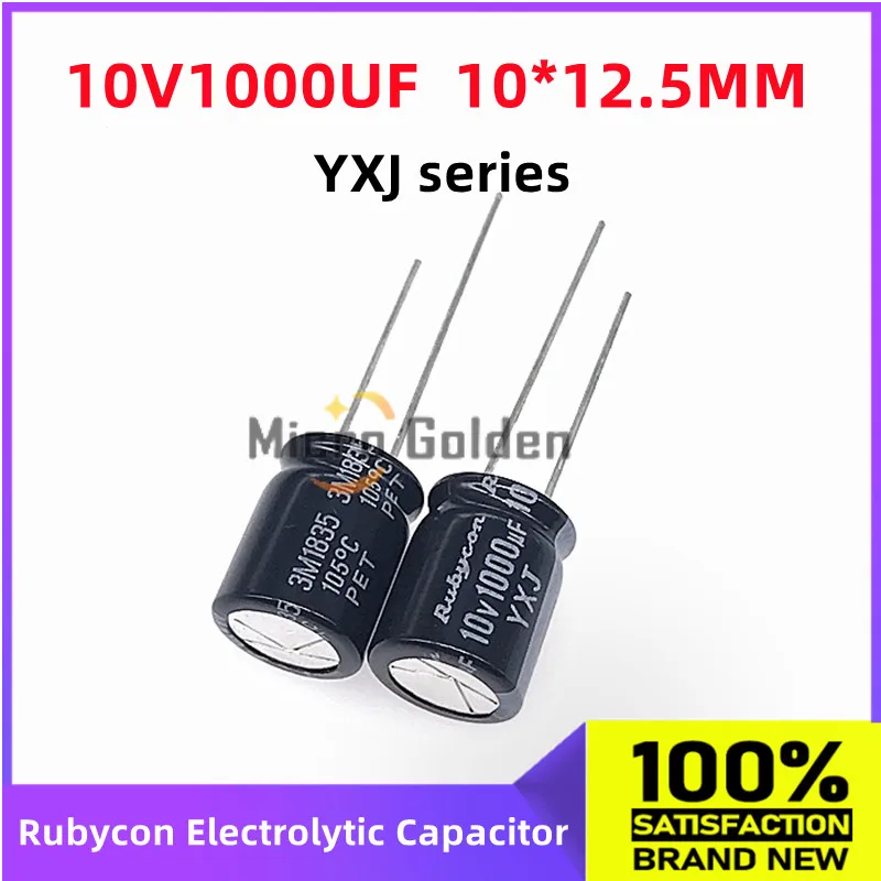 

(10pcs) Rubycon Imported Electrolytic Capacitor 10v1000uf 10X12.5MM Ruby YXJ Long Life High-Frequency capacitance 1000UF 10V