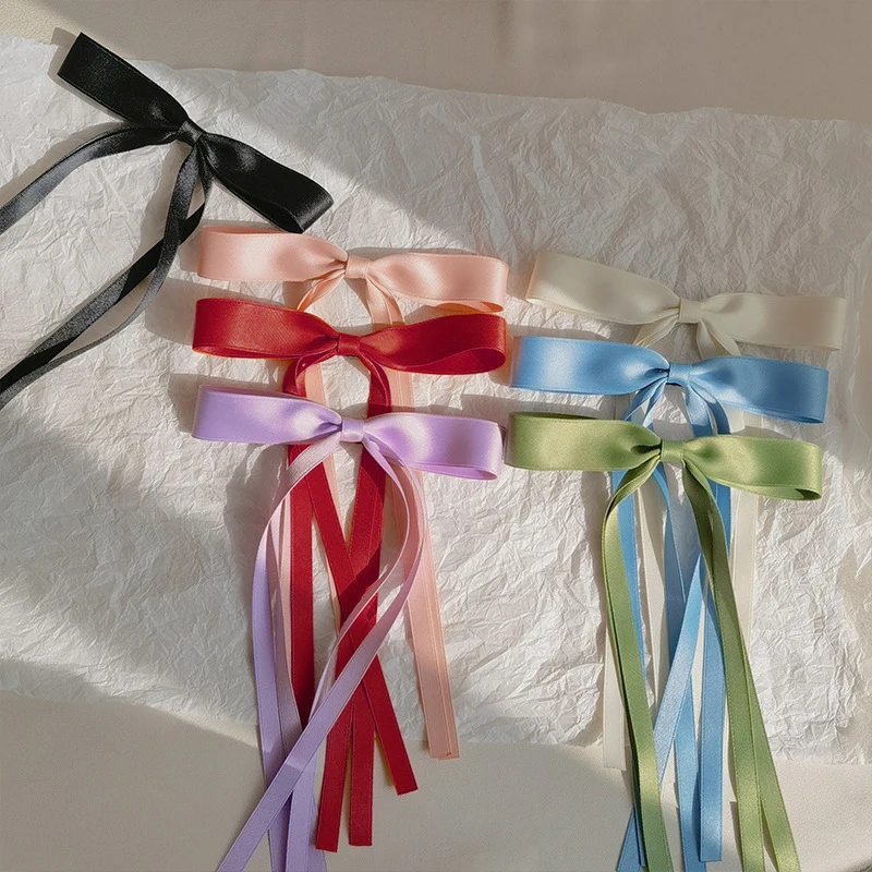 

Korean Bowknot Hair Clips Sweet Women Candy Color Ribbon Tassel Streamer Hairpin Girls Long Bows Barrettes Head Clip Accessories