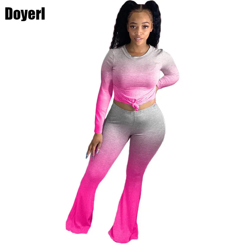 

Женский Повседневный комплект из двух предметов с галстуком-краской, комплект одежды для отдыха, женский спортивный костюм, осенний компле...