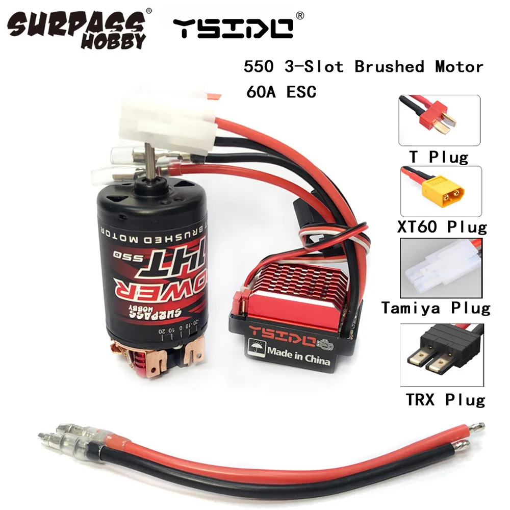 

Двигатель матовый SURPASS HOBBY 550 3-Solt 12T 14T 20T 25T 30T 35T 60A ESC для 1/10 Wltoys 124019 Axial SCX10 90046 Traxxas TRX-4