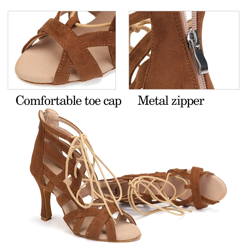 DKZSYIM Women Dance Boots Ballroom Jazz Dance Shoes Ladies Girls Soft Soles Tango/Latin Dance Shoes High Heels 7cm-10CM