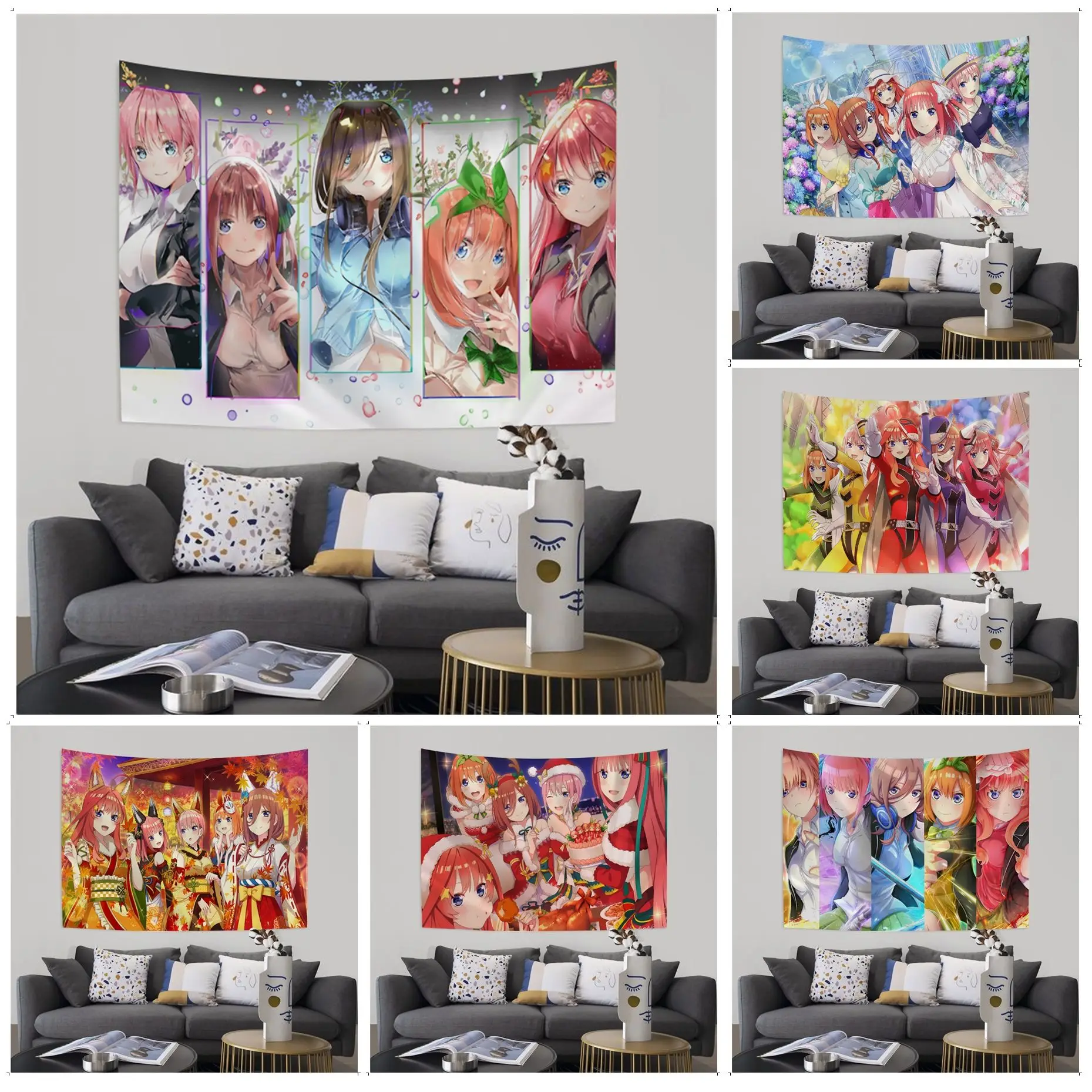 

The Quintessential Quintuplets Colorful Tapestry Wall Hanging Home Decoration Hippie Bohemian Decoration Divination Home Decor