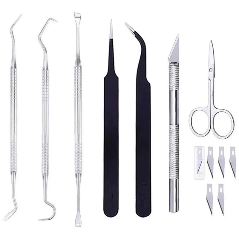 

Vinyl Weeding Craft Kit 12Pcs Engraving Knife Weeder Hooks Scissor Set for Silhouettes Cameos Lettering Scrapbooking