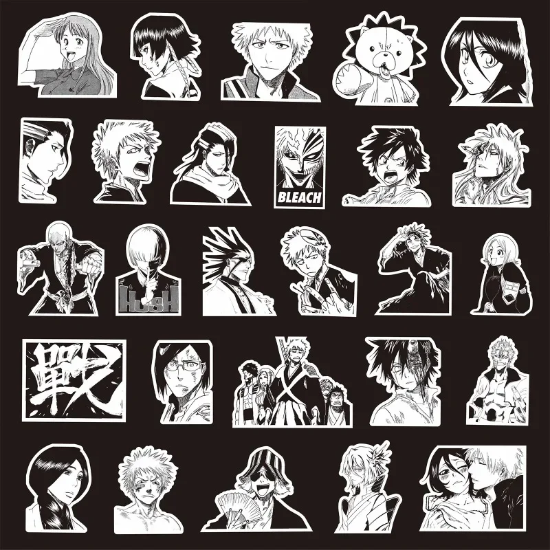 

Черно-белые аниме Стикеры с отбеливателем, 75 шт., Стикеры для игрушек, ноутбуков, чемоданов, холодильников, гитар, ноутбуков, автомобилей, Мультяшные стикеры «сделай сам»