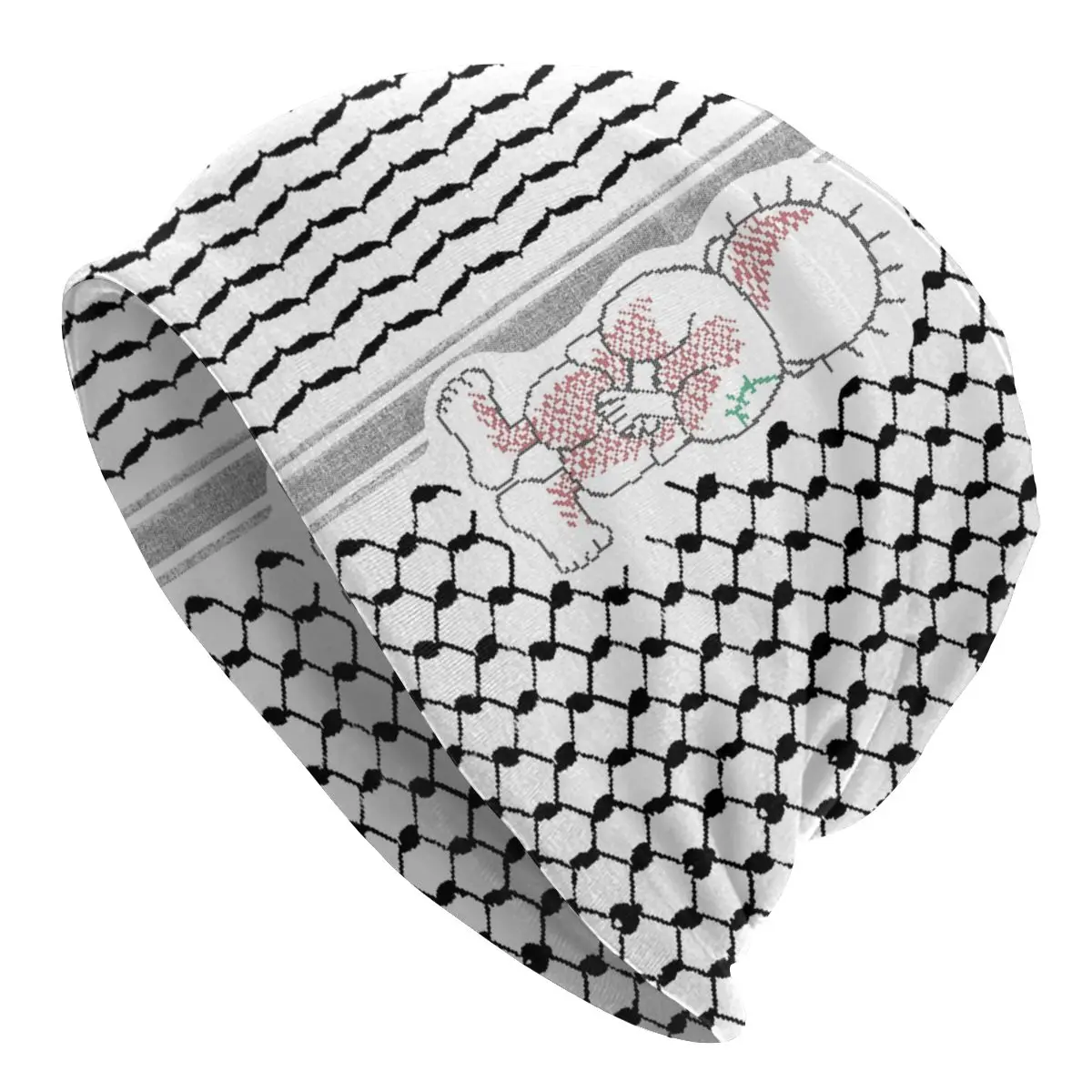 

Palestinian Handalah Palestine Kufiya Pattern Beanies Caps for Men Women Street Winter Warm Knit Hat Adult Slouch Bonnet Hats