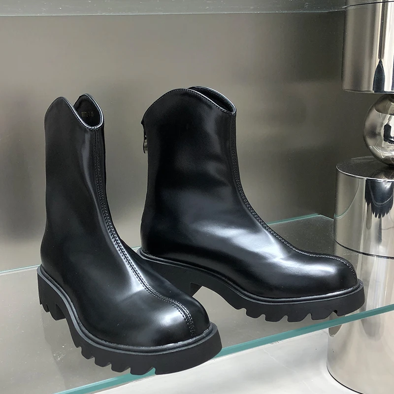 

Western Chelsea Ankle Boots For Women Microfiber Female Rubber Platform Shoes Fashion Round Toe 2022 Short Ladies Modern Booties