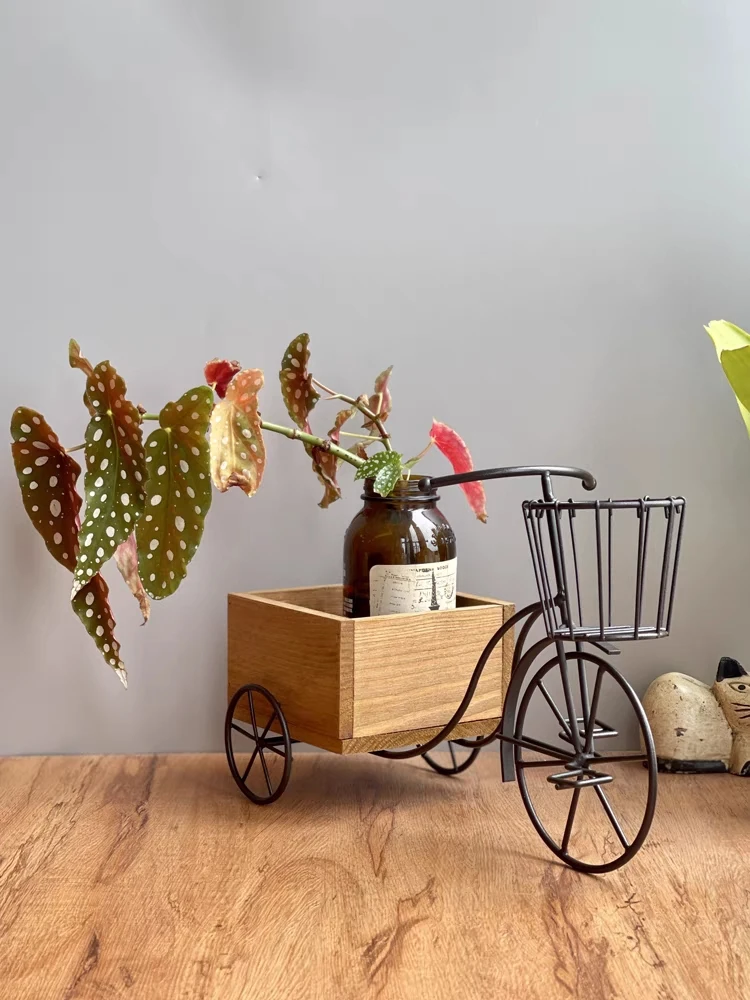 

Desktop High Value Appearance INS Vintage Wooden Box Flower Cart Table Storage Box Gardening Flowerpot Decoration