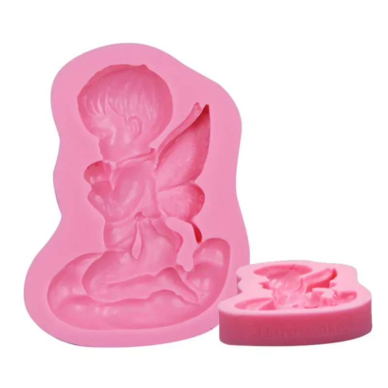 

New in Arrival Cute Angel Boy Shape 3D Silicone Mold Fondant Cake Tools For Cupcake Food Grade Silicone Mould christmas decorati