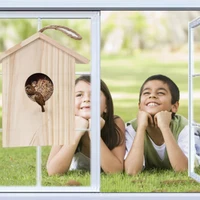 window birdhouse with strong suction cups and outdoor lanyard see through wooden birdhouse is the best gift for children durable