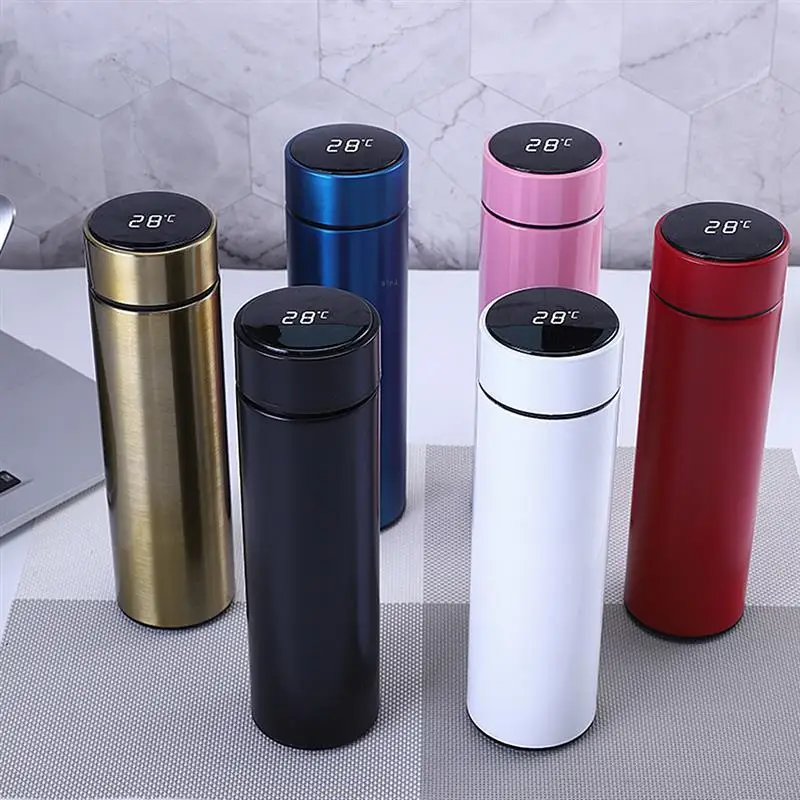 

Multi-color Water Bottle 500ml 304 Stainless Steel LED Vacuum Cup temperature Digital Display Portable Drink Bottle