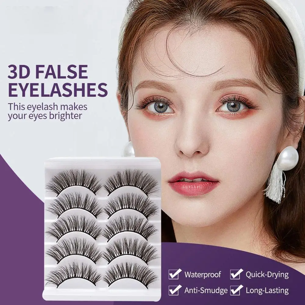 

5Pairs 3D False Eyelashes Strip Lashes Fluffy Mink Volume Eyelashes False Makeup Lashes Fake Eyelashes Dramatic Eyelashes M4C3