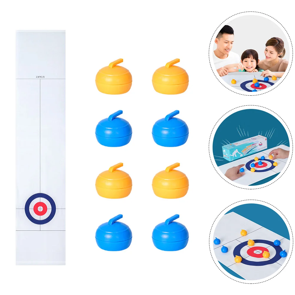 

1 Set of Tabletop Curling Plaything Set Color Cognitive Plaything Kids